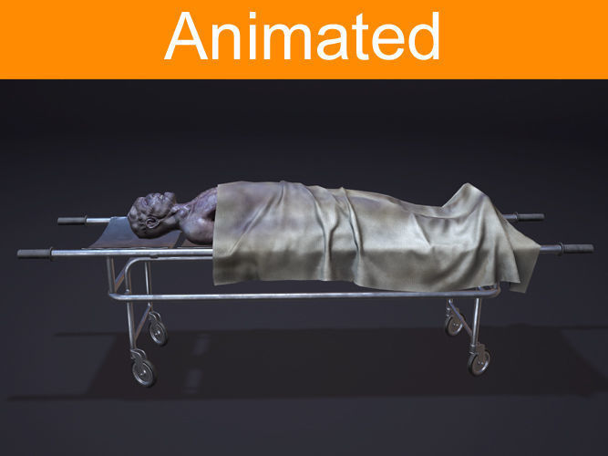 Corpse patient lying Low-poly 3D model