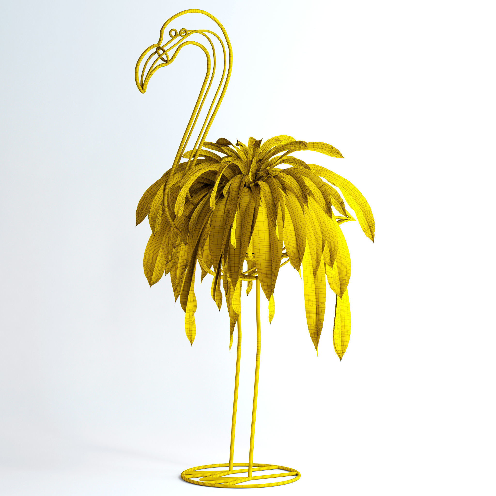 Fern in pink flamingo sculpture 3D model_12