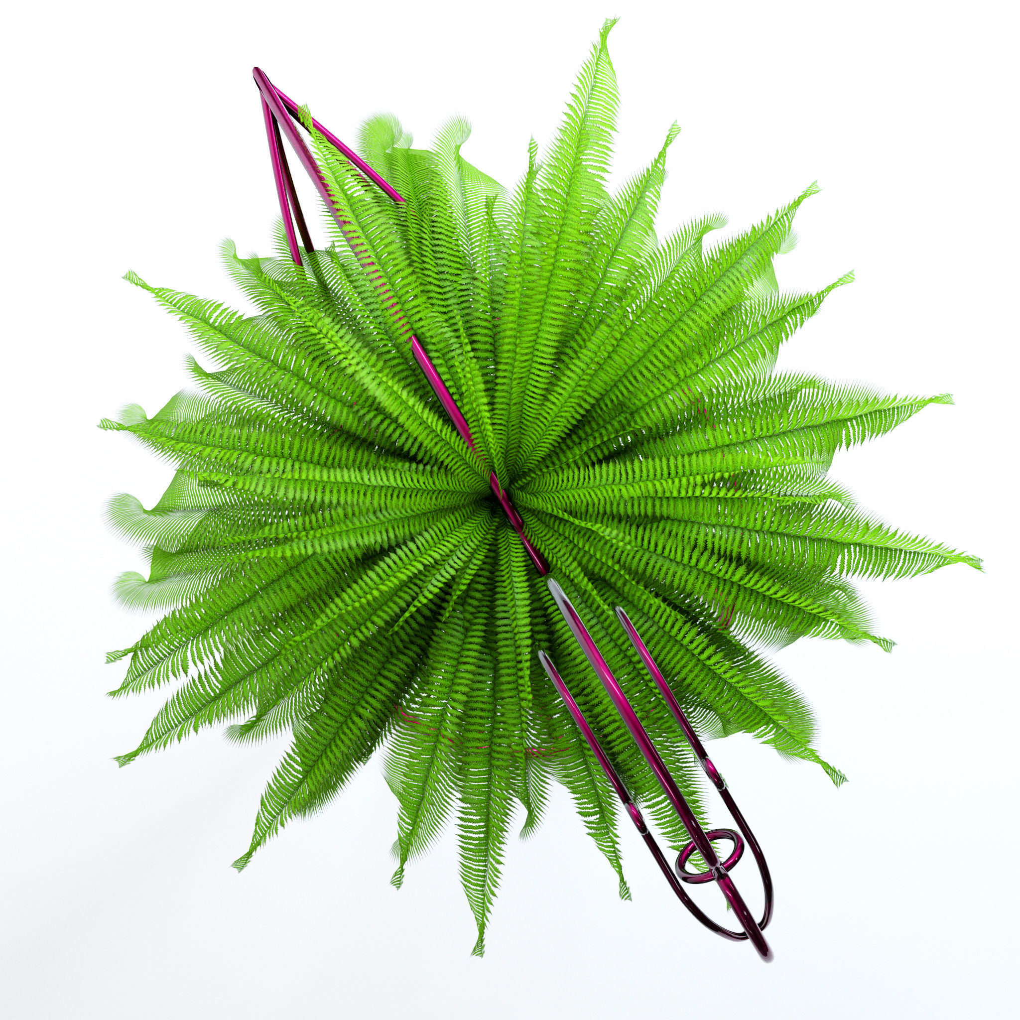 Fern in pink flamingo sculpture 3D model_9