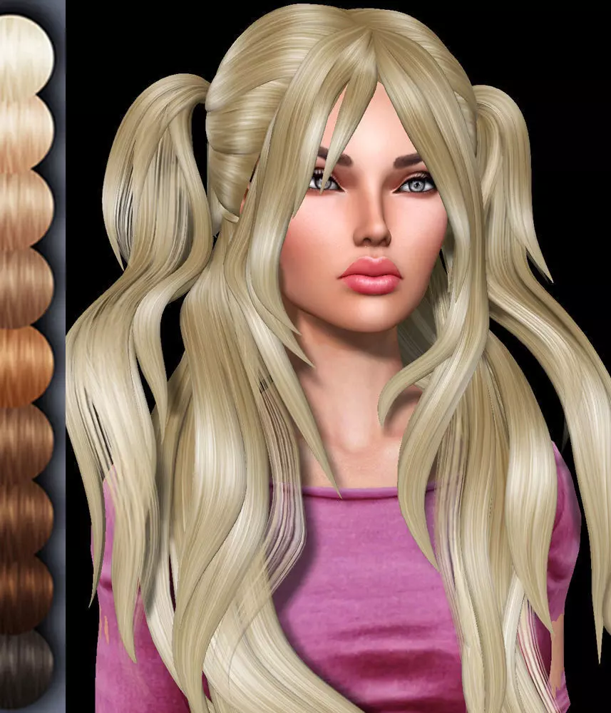 Chia Female hair style 3d rigged 3D model_0