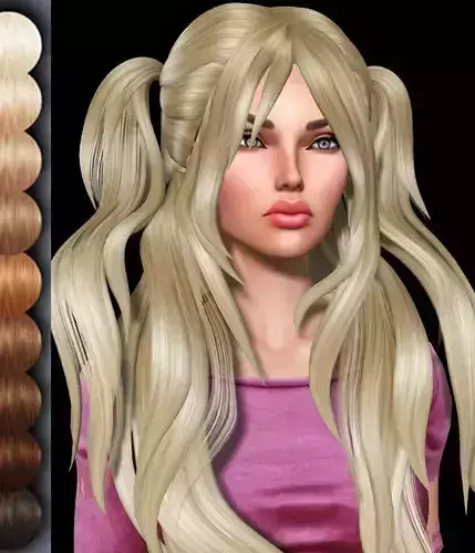 Chia Female hair style 3d rigged 3D model Chia Female hair style 3d rigged 3D model