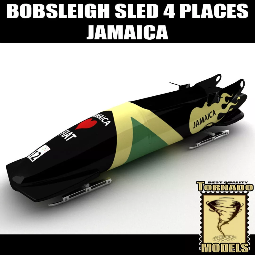 Bobsleigh Sled - 4 Places - Jamaica 3D model