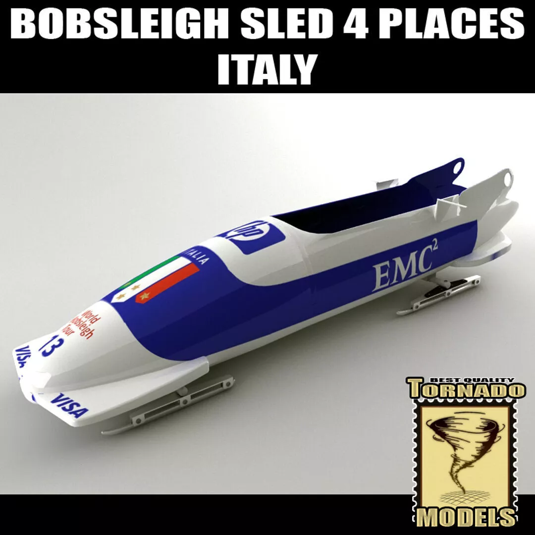 Bobsleigh Sled - 4 Places - Italy 3D model