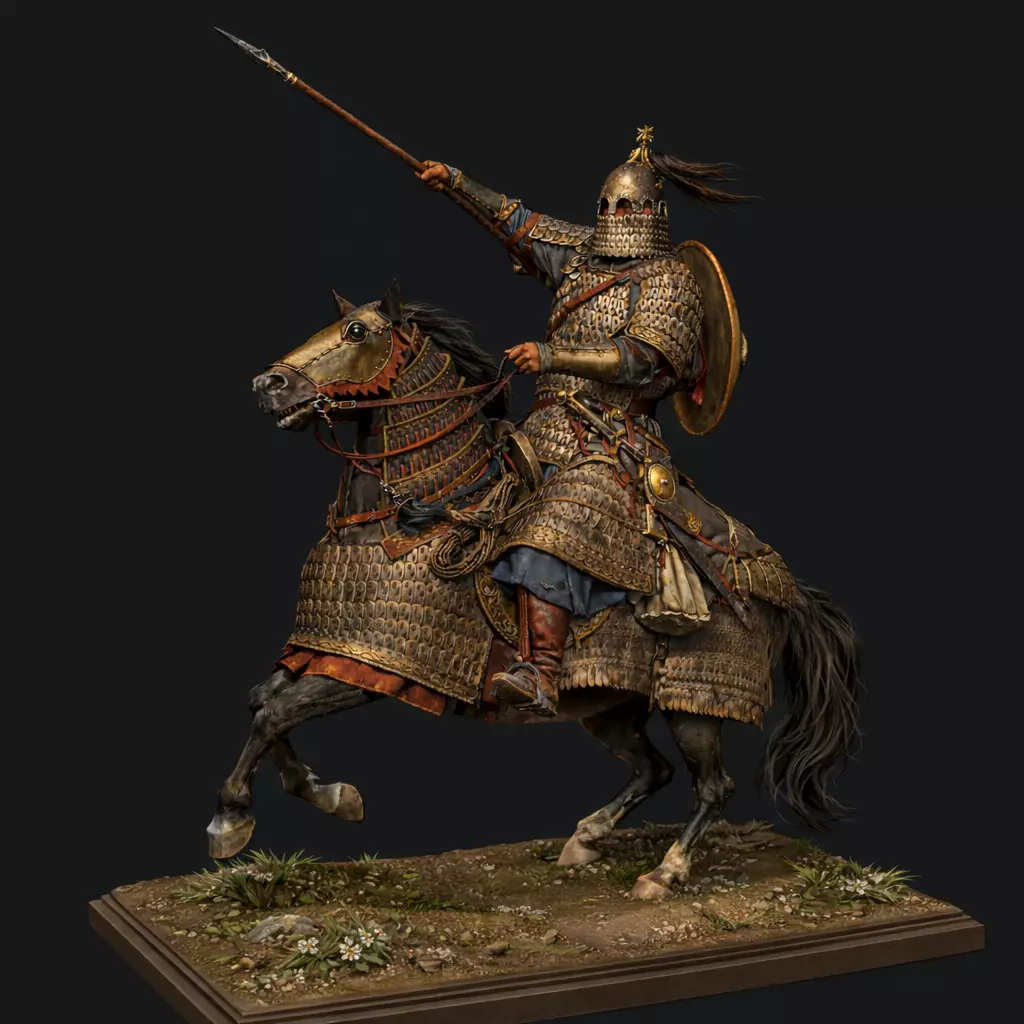 Mongol Warrior Rider STL 3D Printable Miniature 3D print model
