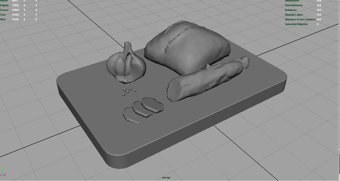 Fuet on a wooden board 3D model_4