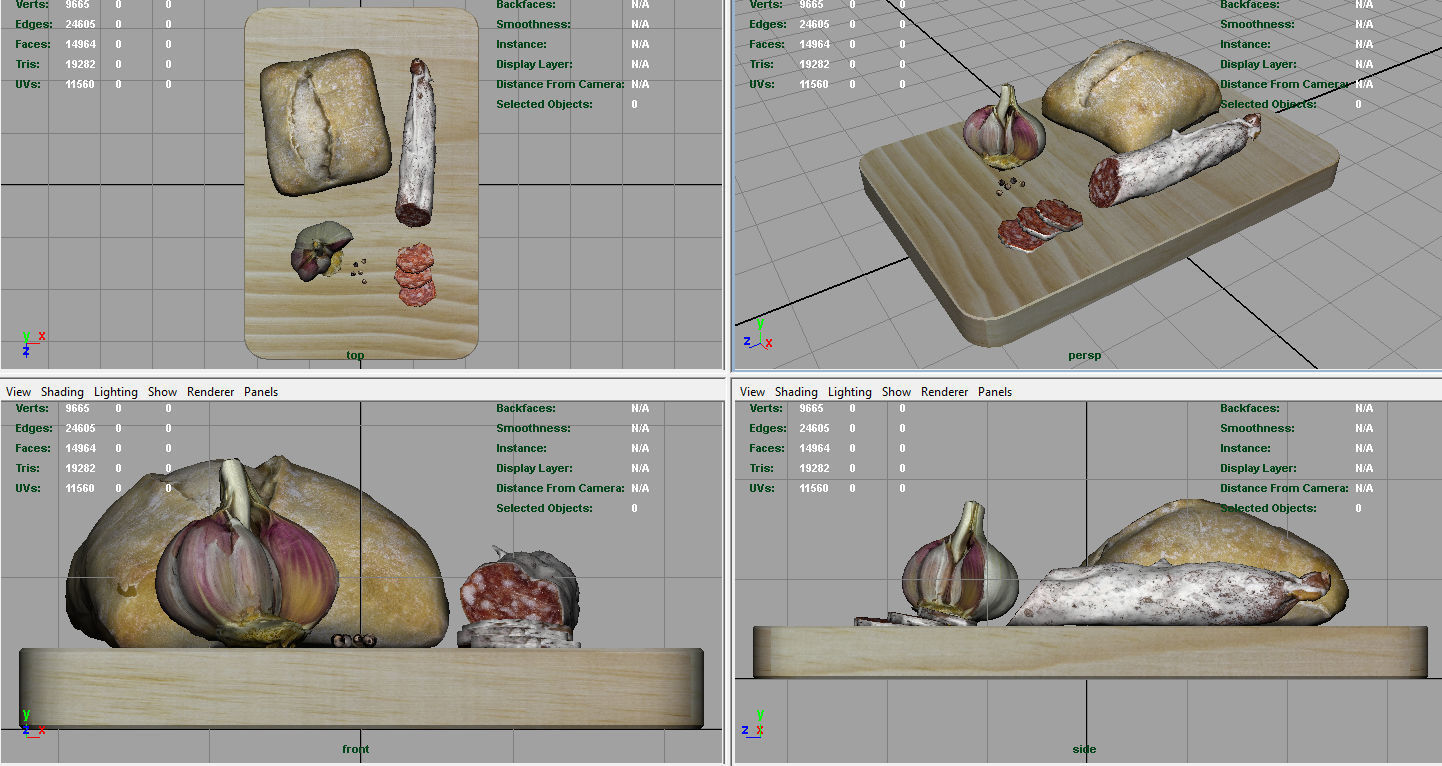 Fuet on a wooden board 3D model_8