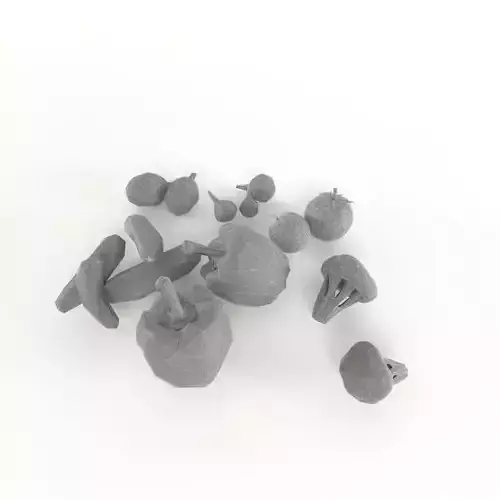 Vegetables Low Poly Set Cucumber Onion Pepper Broccoli Tomato