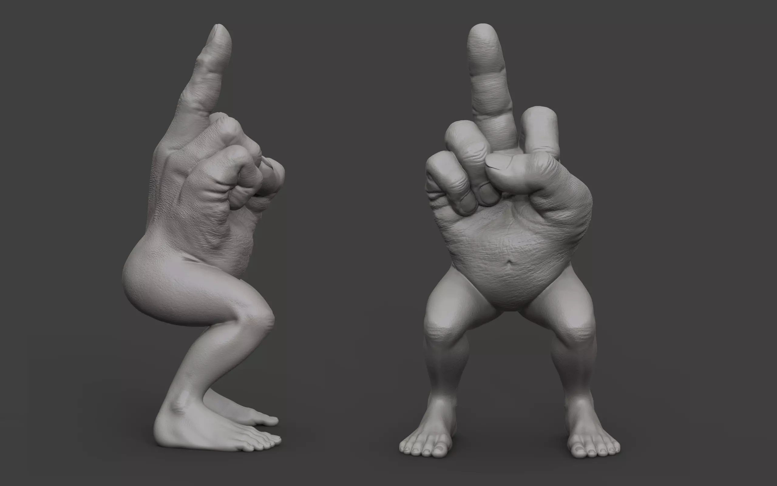 Middle Finger Figure with Legs 3D printable model 3D print model