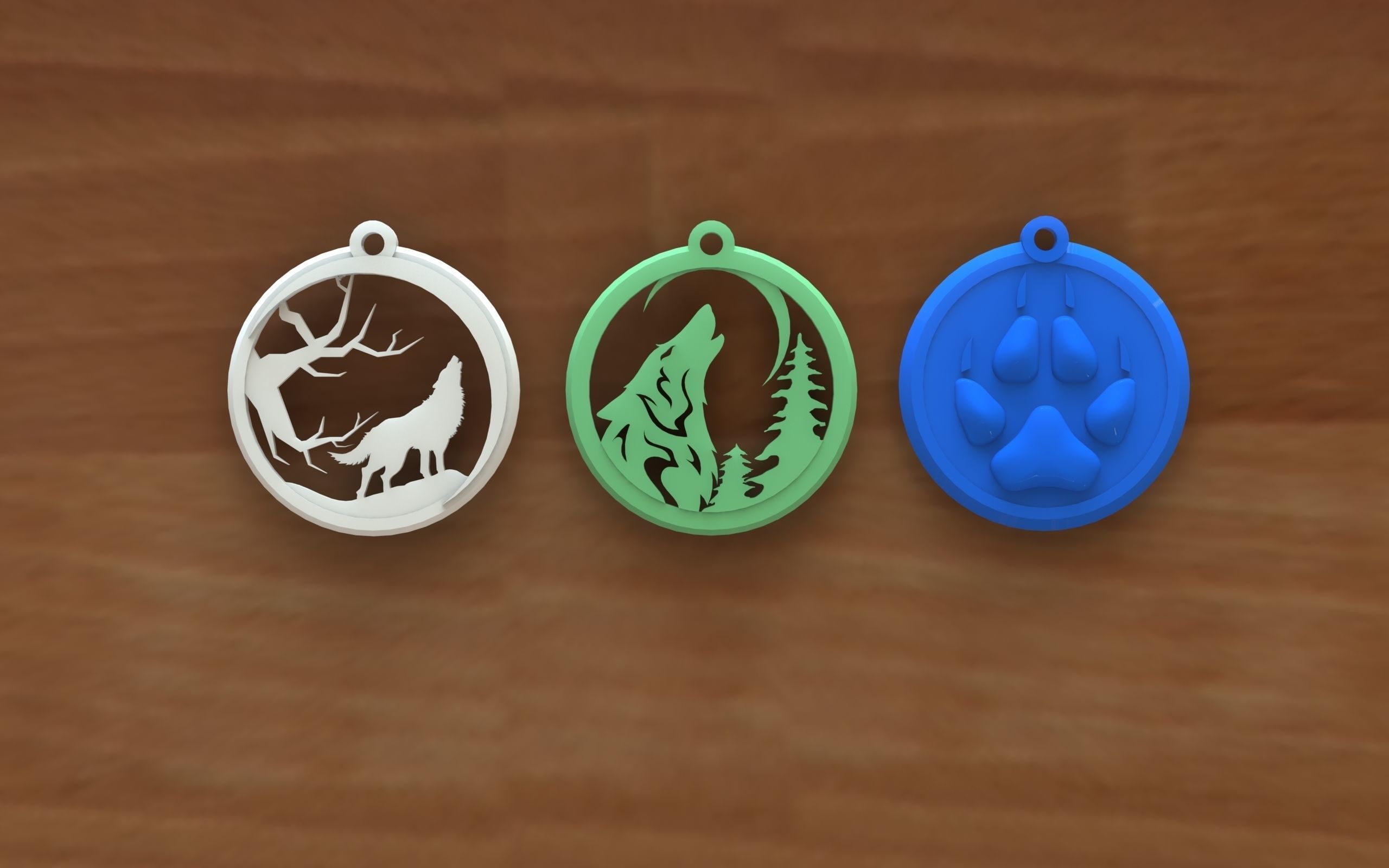 Wolf Keychains 3D print model_3