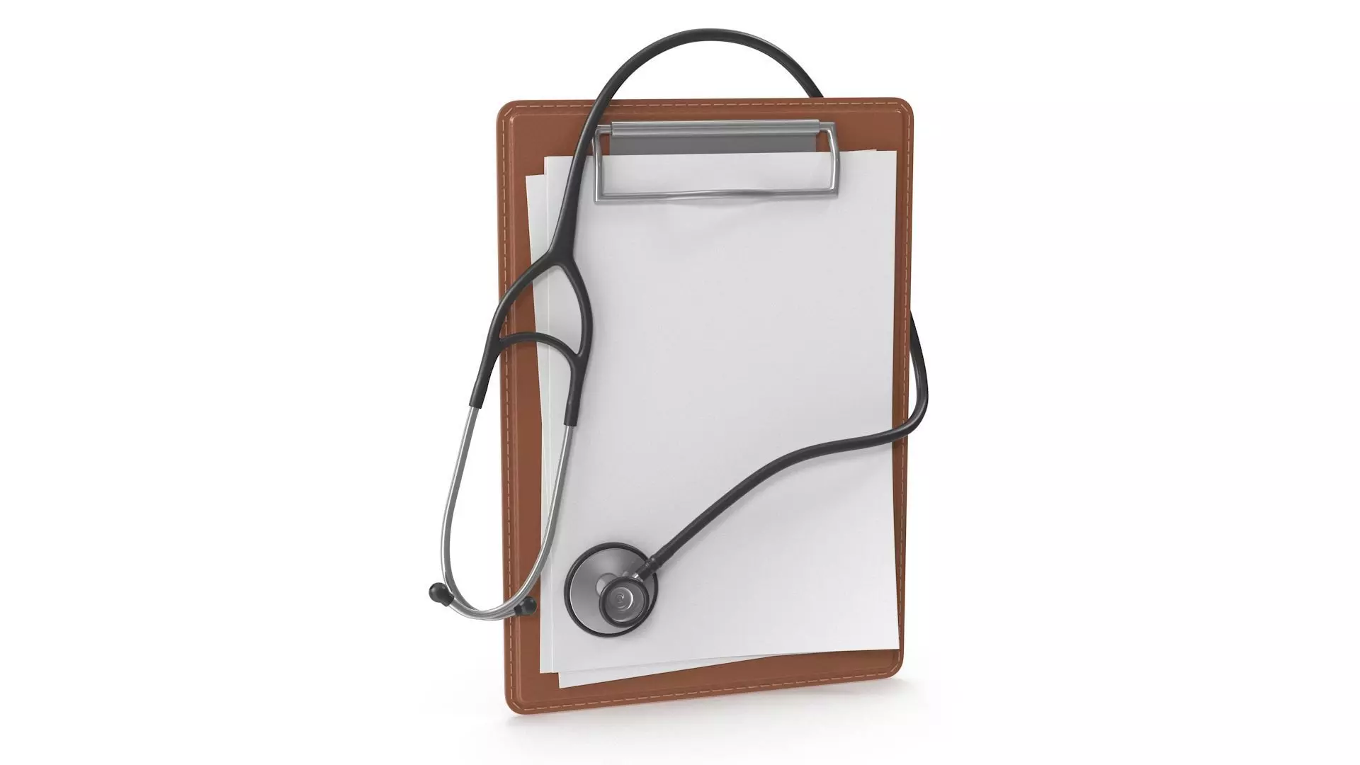 Clipboard And Stethoscope Low-poly 3D model