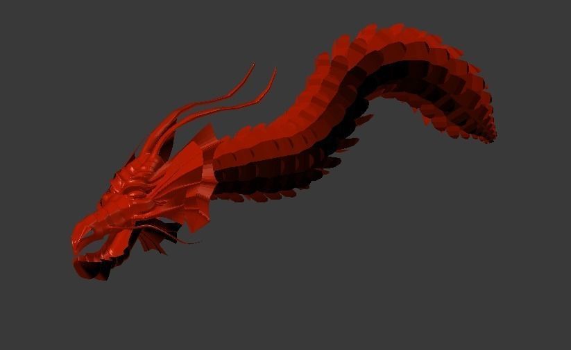 Red Chinese Dragon Free low-poly 3D model_1