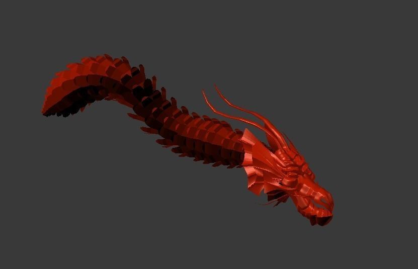 Red Chinese Dragon Free low-poly 3D model_2