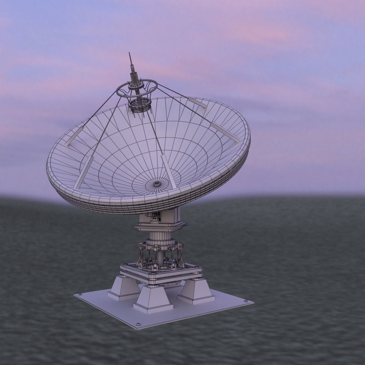 Satellite Dish Low-poly 3D model_4