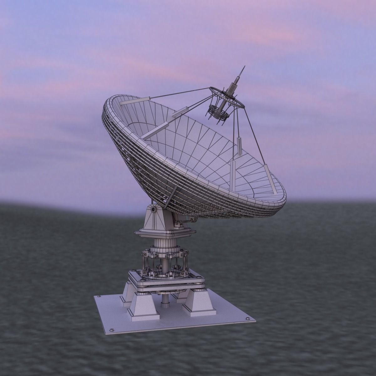 Satellite Dish Low-poly 3D model_5