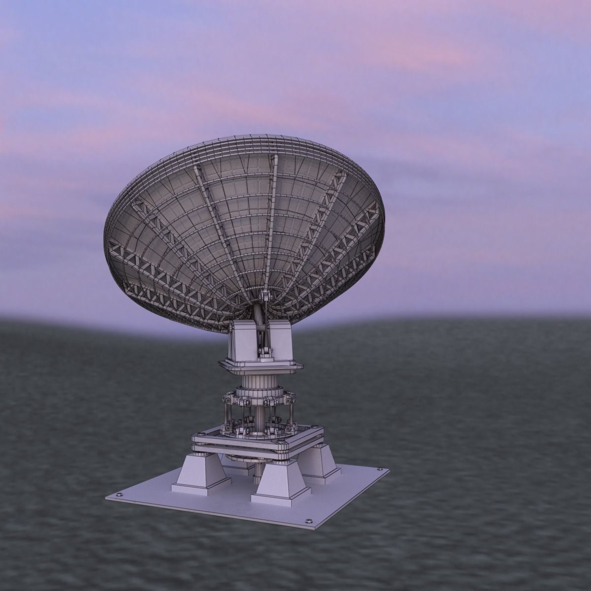Satellite Dish Low-poly 3D model_6