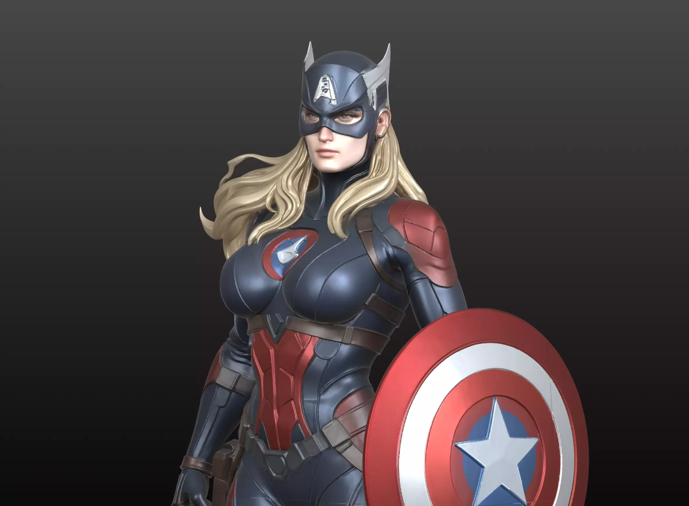 Patriotic Heroine STL Shield Guardian 3D Model 3D print model