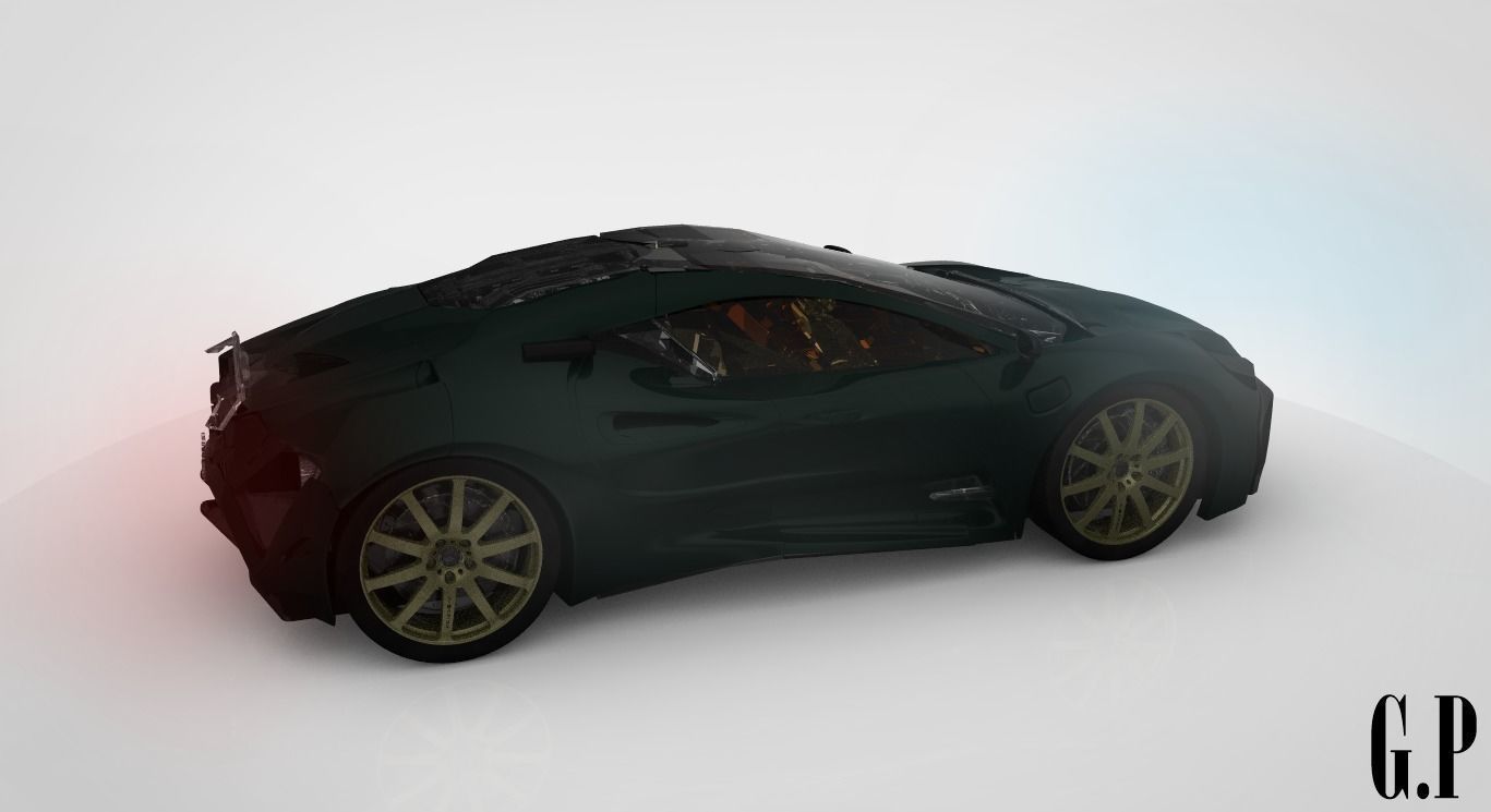 ROYAL-17 bugatti veyron wallpaper Free low-poly 3D model_7