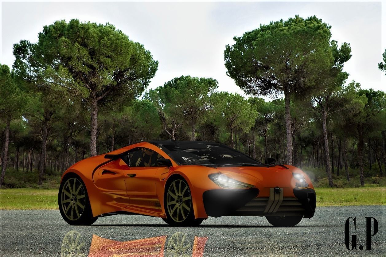 ROYAL-17 bugatti veyron wallpaper Free low-poly 3D model_3