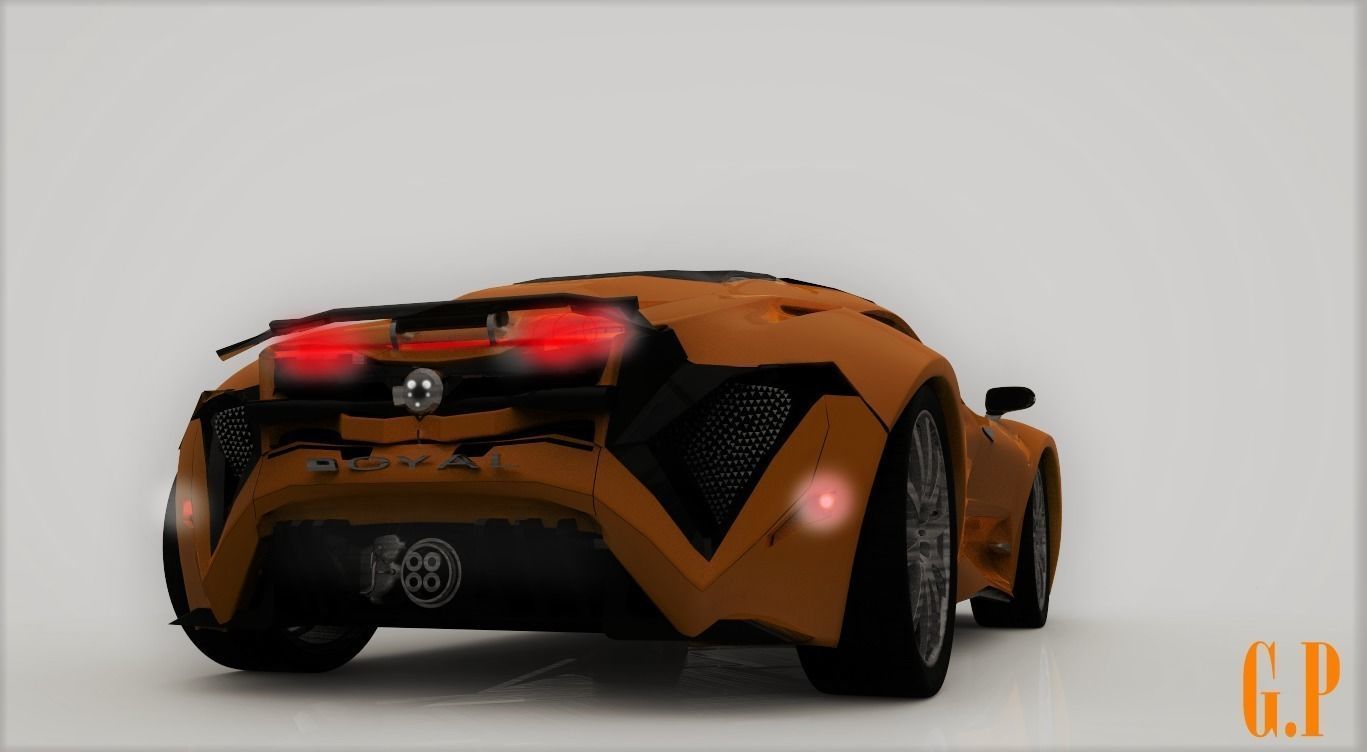 ROYAL-17 bugatti veyron wallpaper Free low-poly 3D model_5