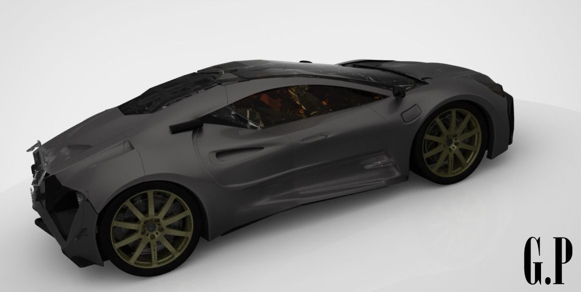 ROYAL-17 bugatti veyron wallpaper Free low-poly 3D model_10