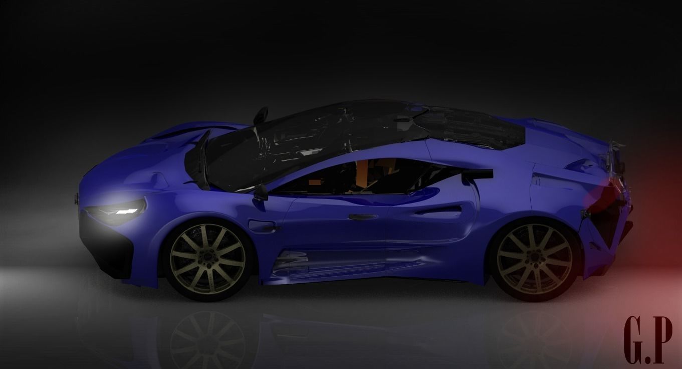 ROYAL-17 bugatti veyron wallpaper Free low-poly 3D model_4