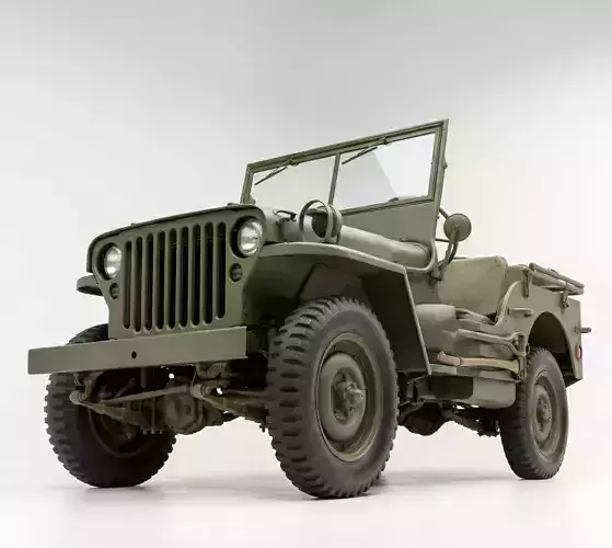 Willys MB Military Jeep Low-poly 3D model 4