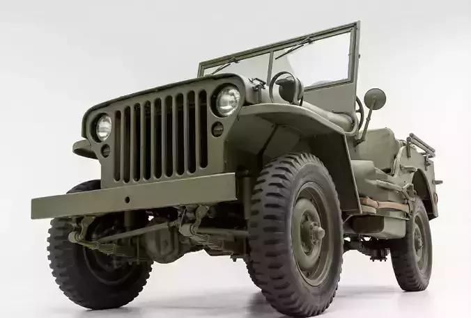 Willys MB Military Jeep Low-poly 3D model 6