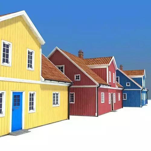 Three Houses Low Poly Low-poly 3D model