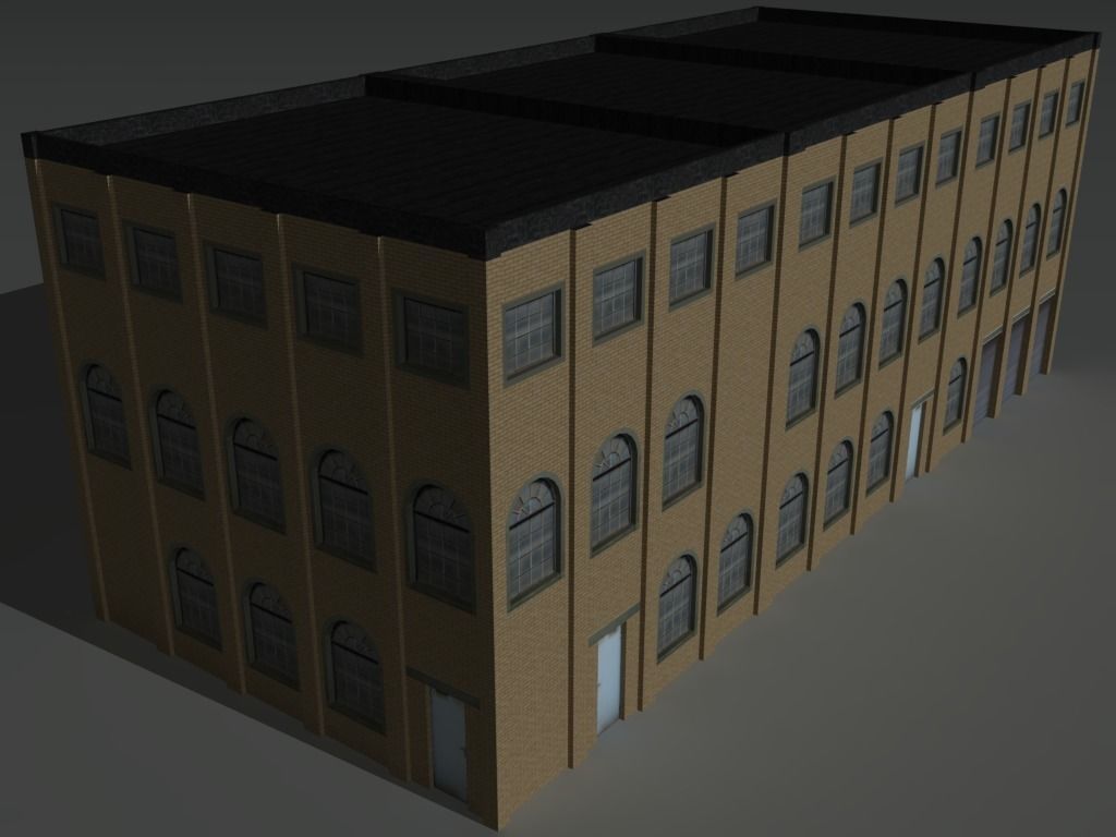 Factory Building 9 Low-poly 3D model_4