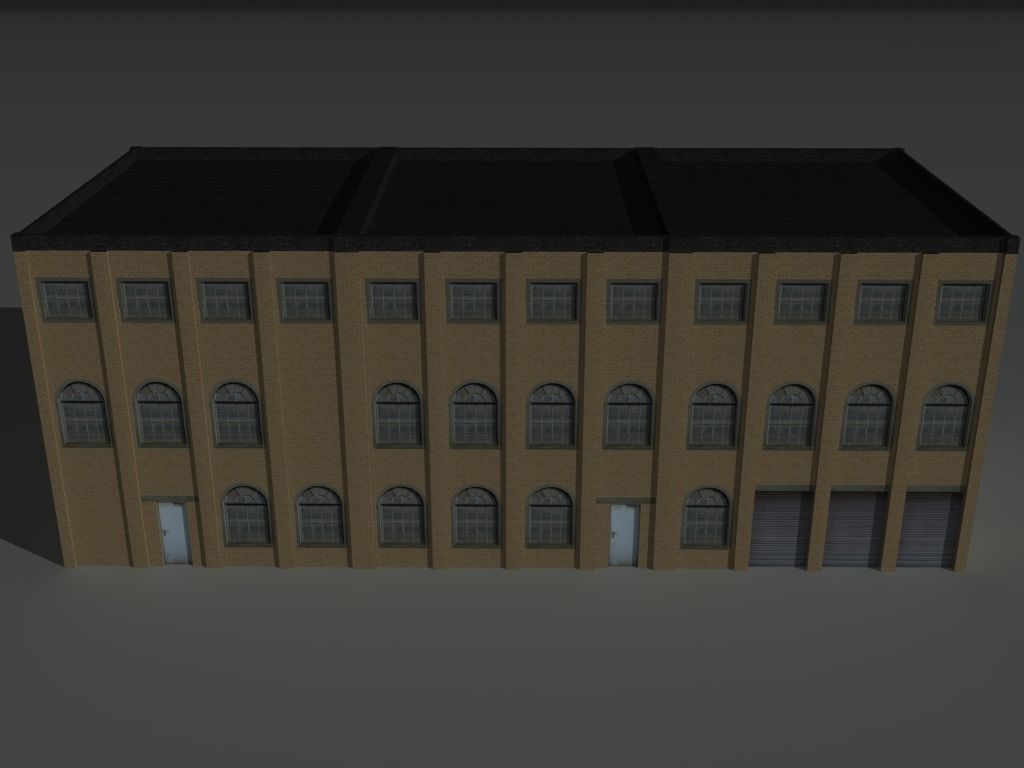 Factory Building 9 Low-poly 3D model_5