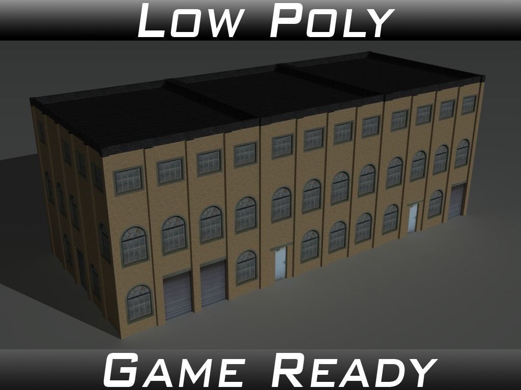 Factory Building 9 Low-poly 3D model_0