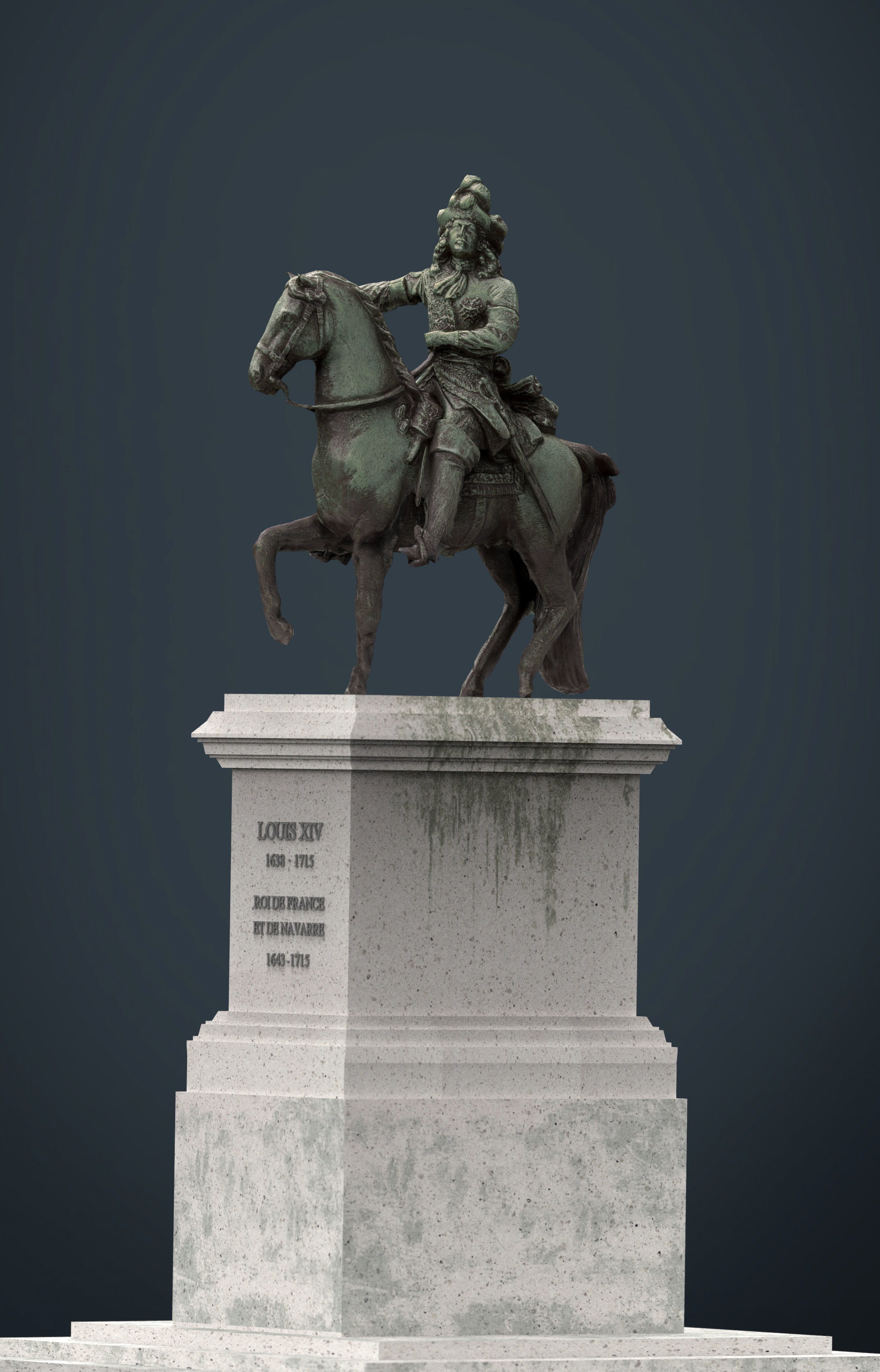 Equestrian statue of Louis XIV 3D model_3