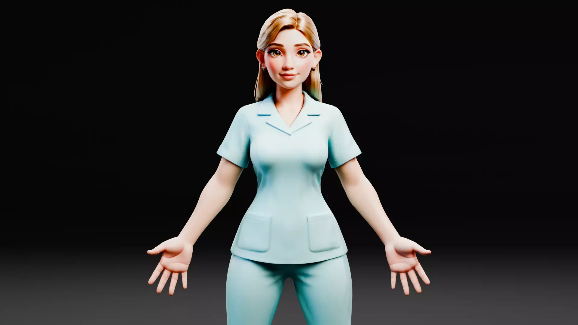Stylized Female Nurse Character Low-poly 3D model