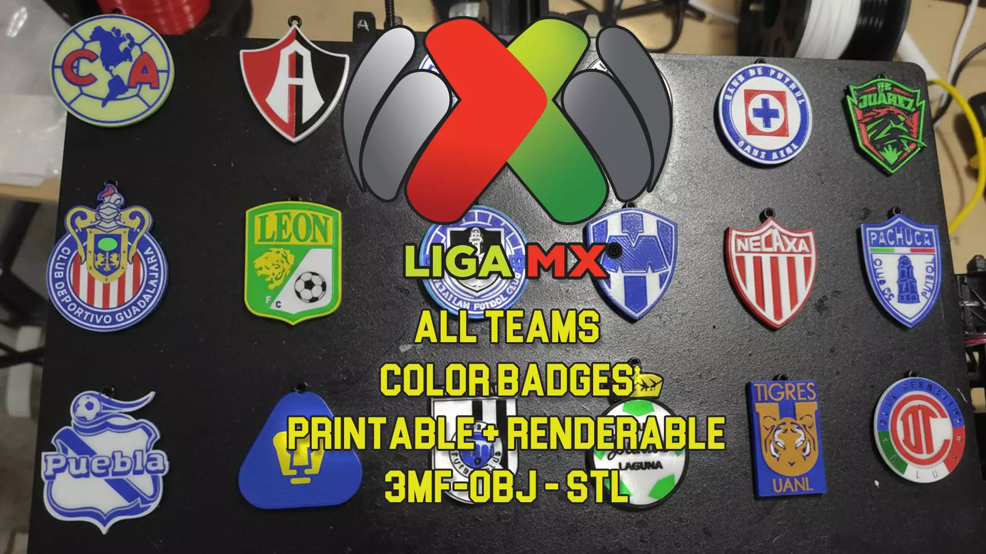 Liga MX All Teams Keychain Pack - Color printable and renderable 3D print model