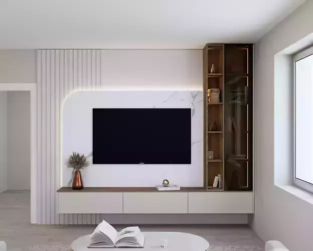 Modern Floating TV Stand Wall Unit with Decorative Panel