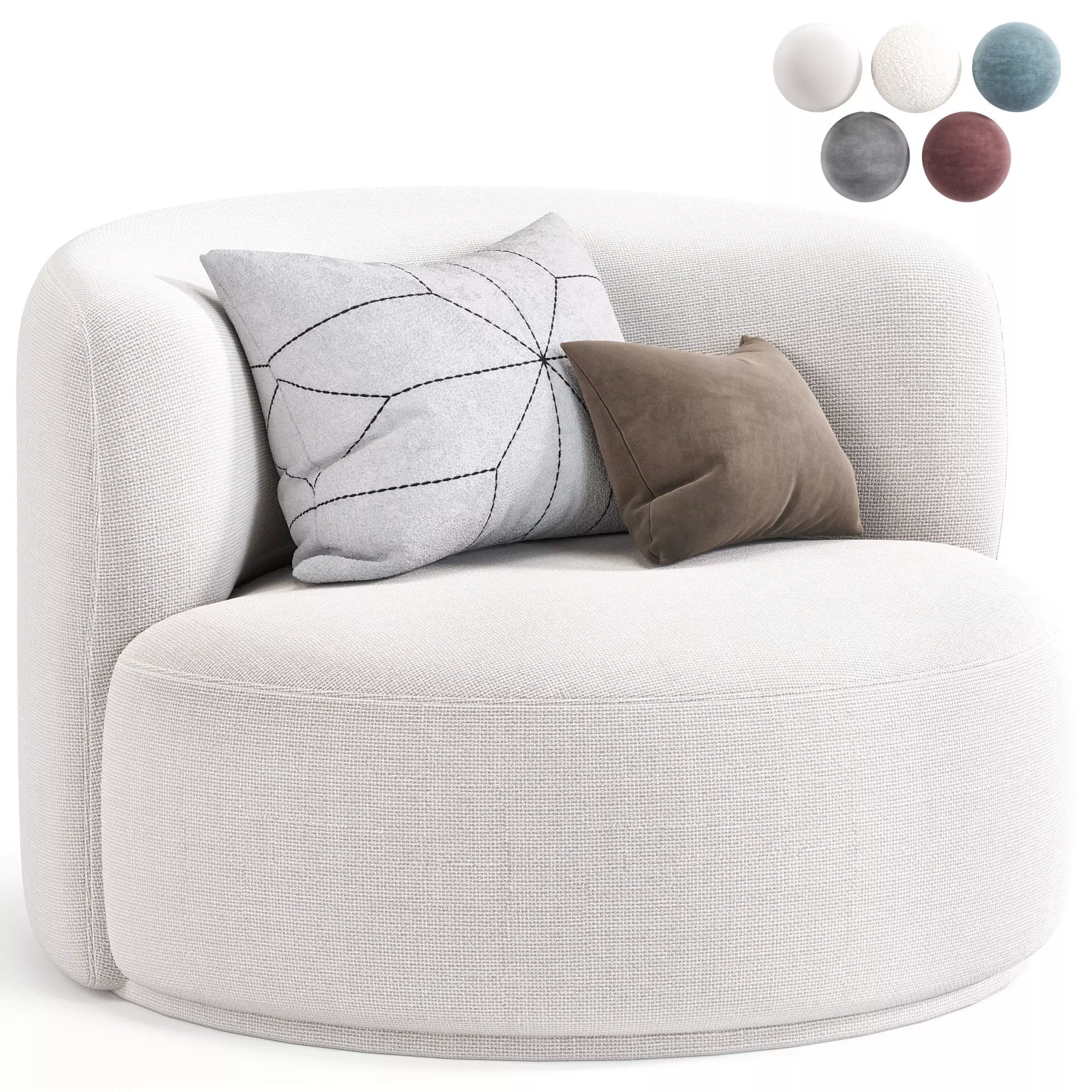 Fickle Cream Boucle Swivel Chair By Tovfurniture Low-poly 3D model