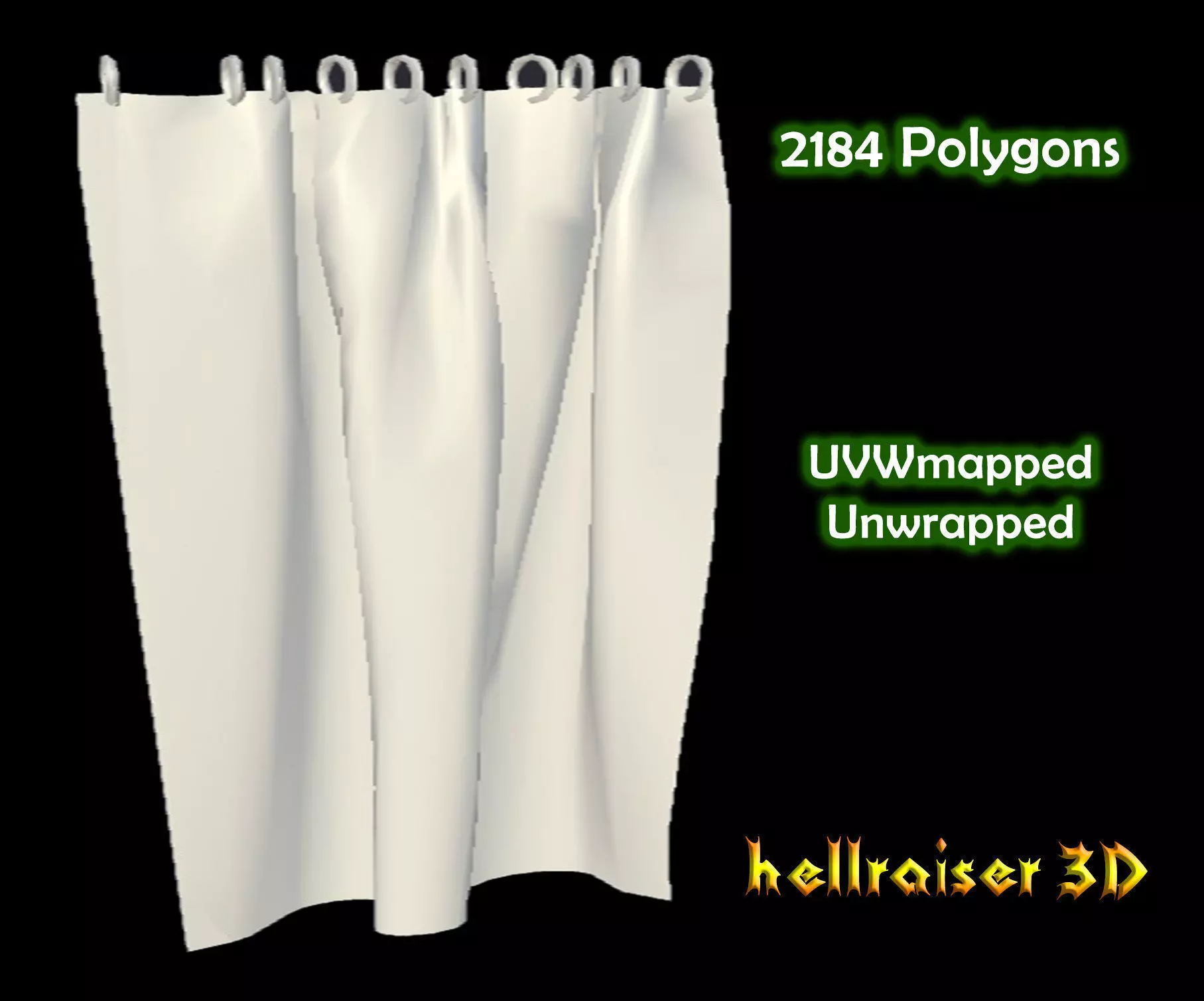 Curtain shower Low-poly 3D model_0