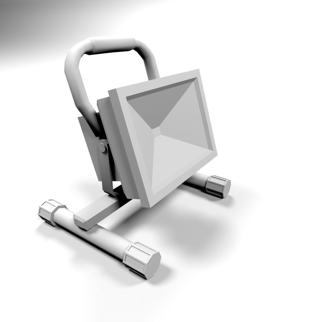 Low-poly Lamp led flood light Low-poly 3D model_4