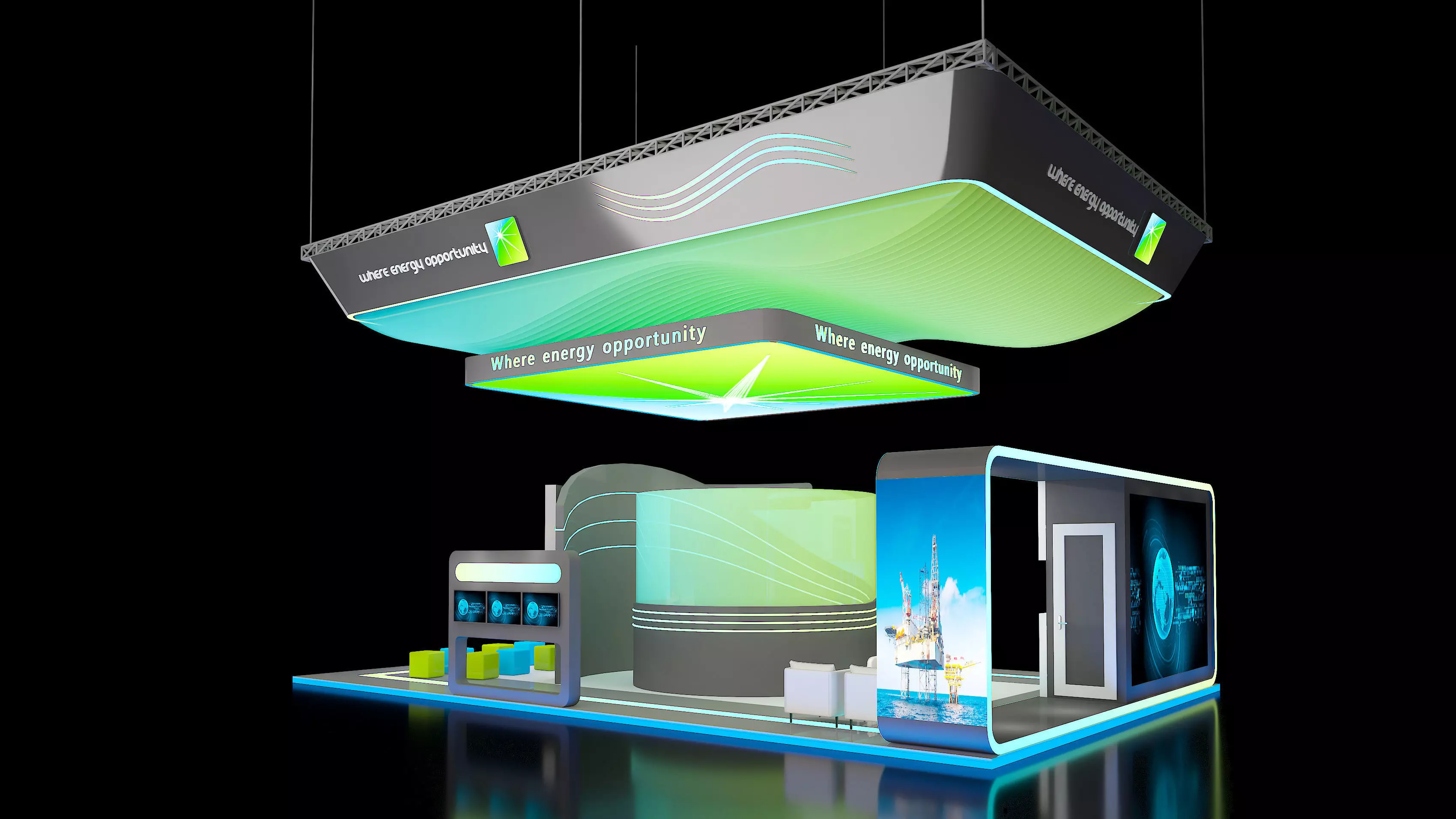 Open exhibition booth 3D model
