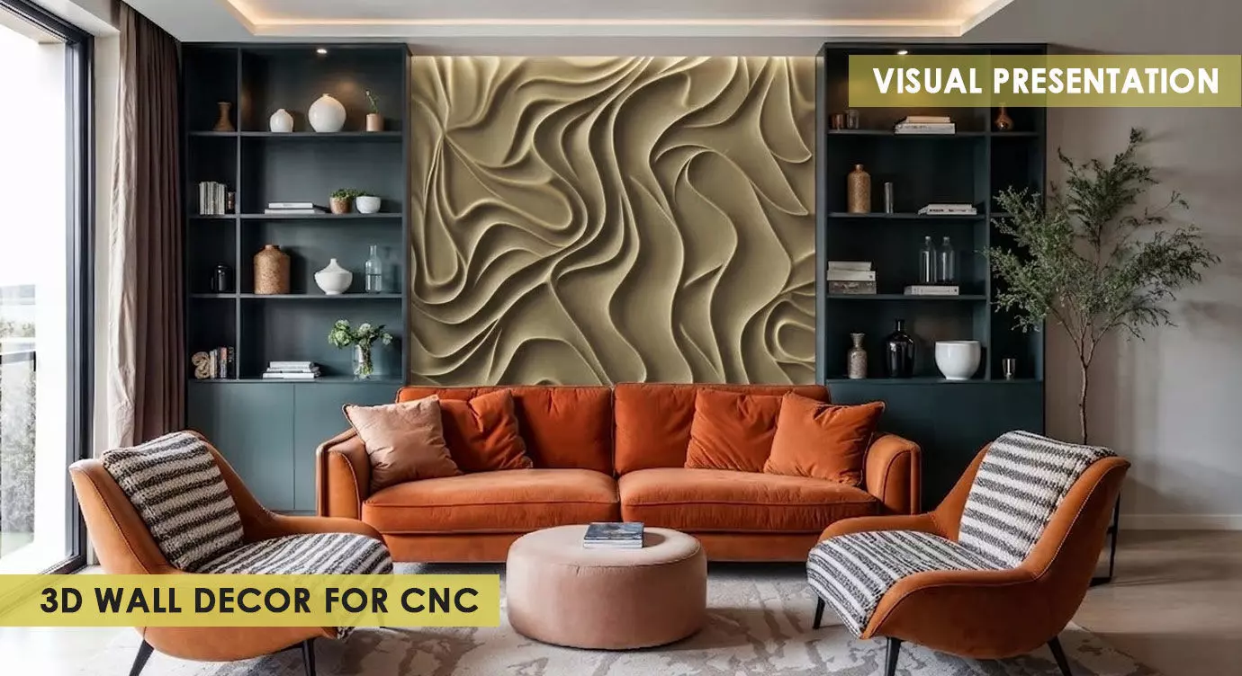 Modern Abstract Wave Velvet Wall Decor 3D print model