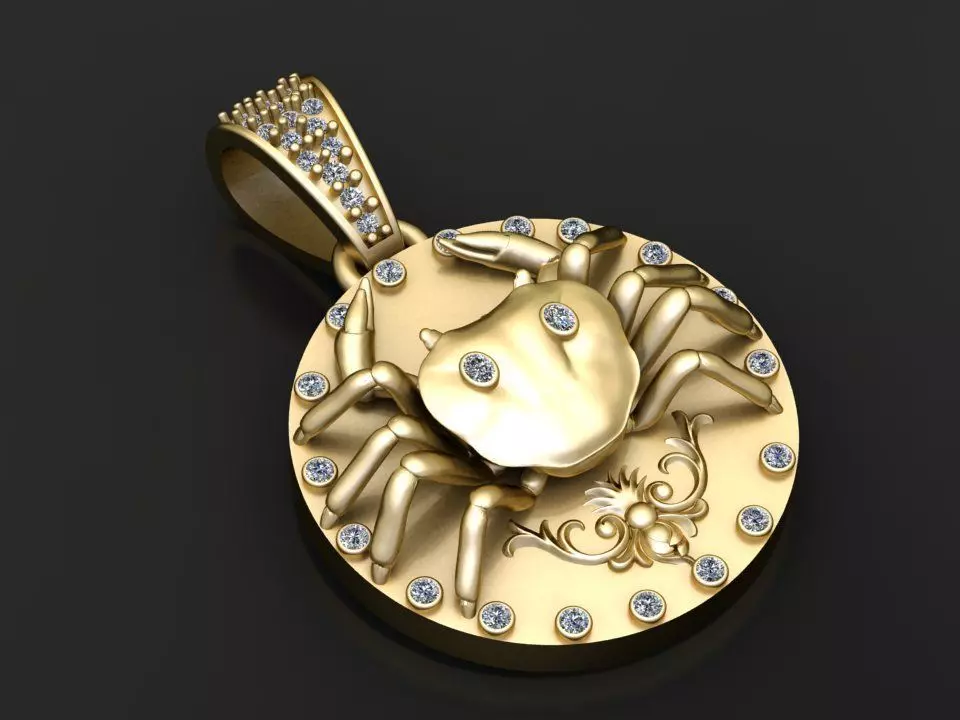 Diamond Cancer Zodiac Crab Medallion 3D print model