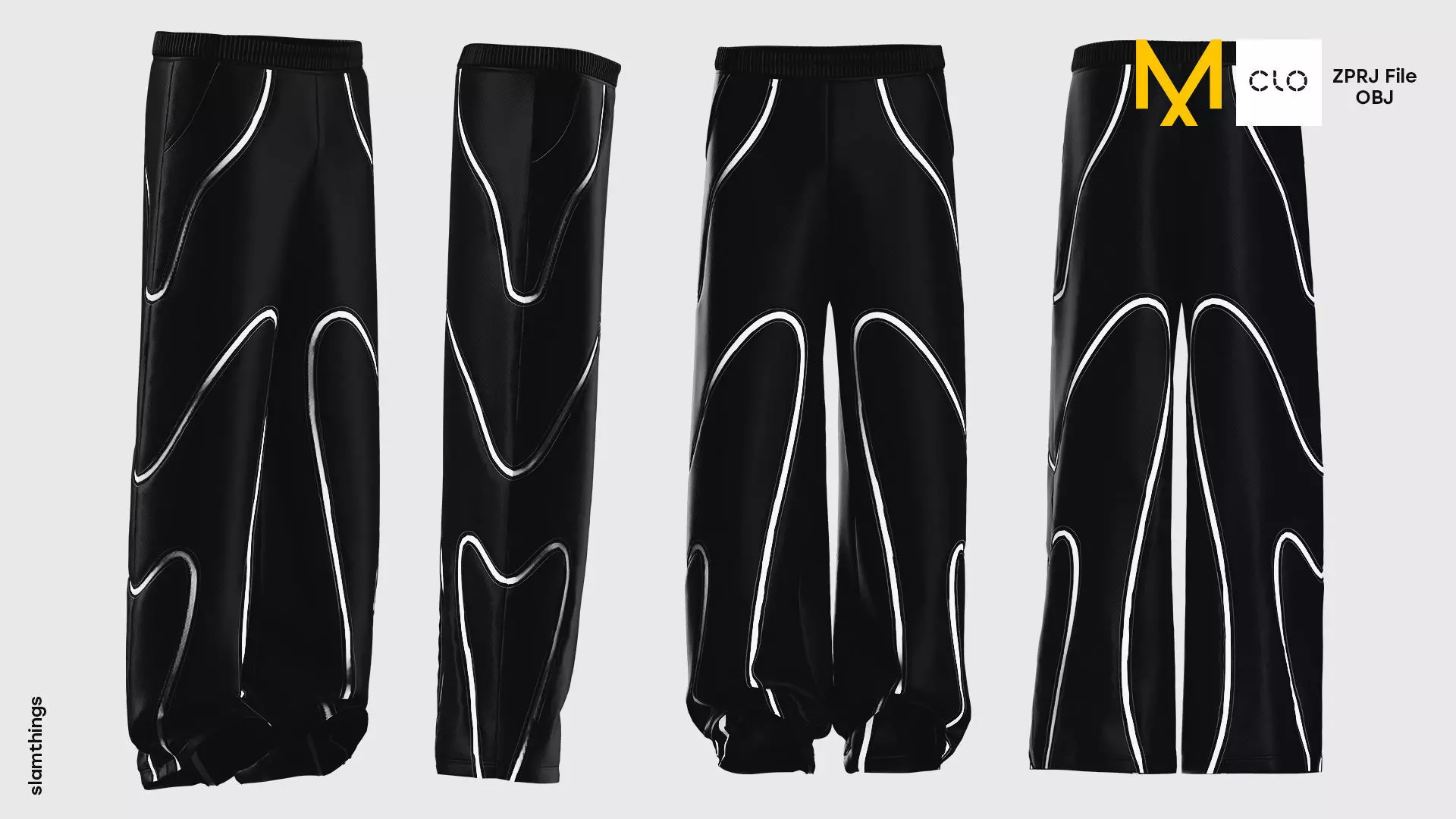 Streetwear Nylon Track Pants Model 056 3D model