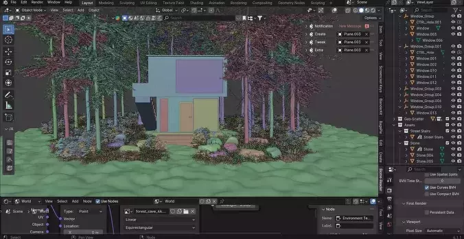 Forest Cabin House - 3D Visualization Scene Low-poly 3D model 6