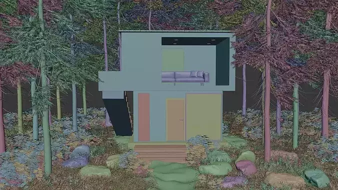 Forest Cabin House - 3D Visualization Scene Low-poly 3D model 4