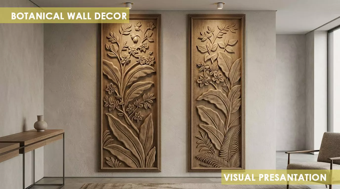 Botanical Foliage Wall Decor Set 3D print model