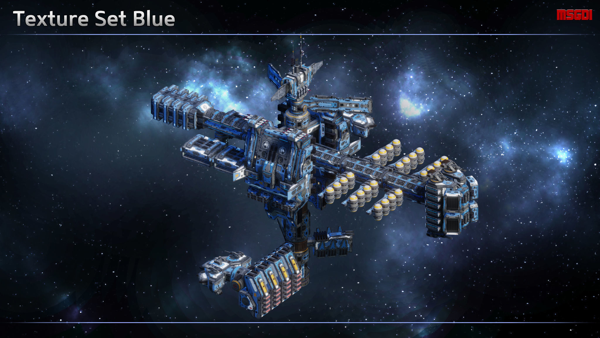 Modular Military Space Station Low-poly 3D model_9