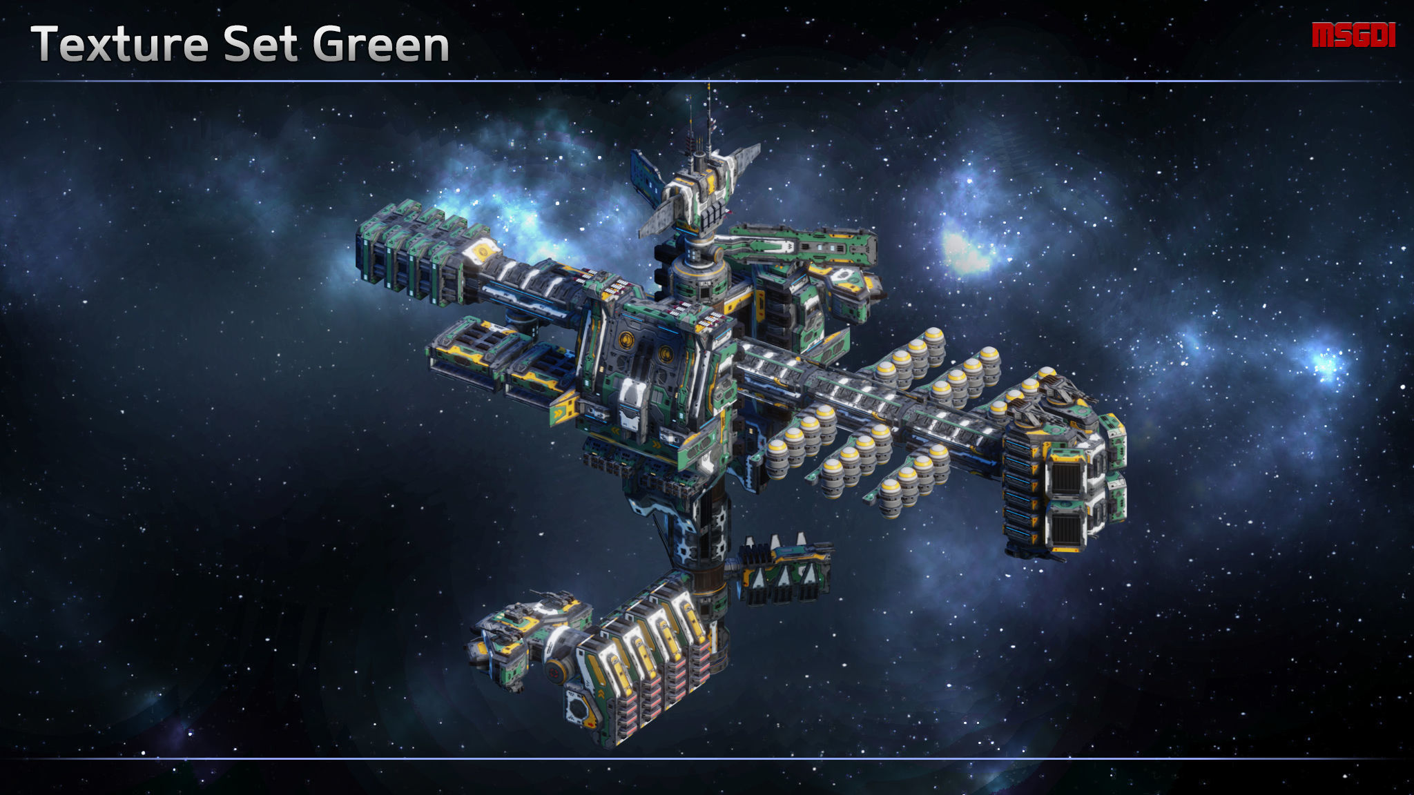 Modular Military Space Station Low-poly 3D model_10