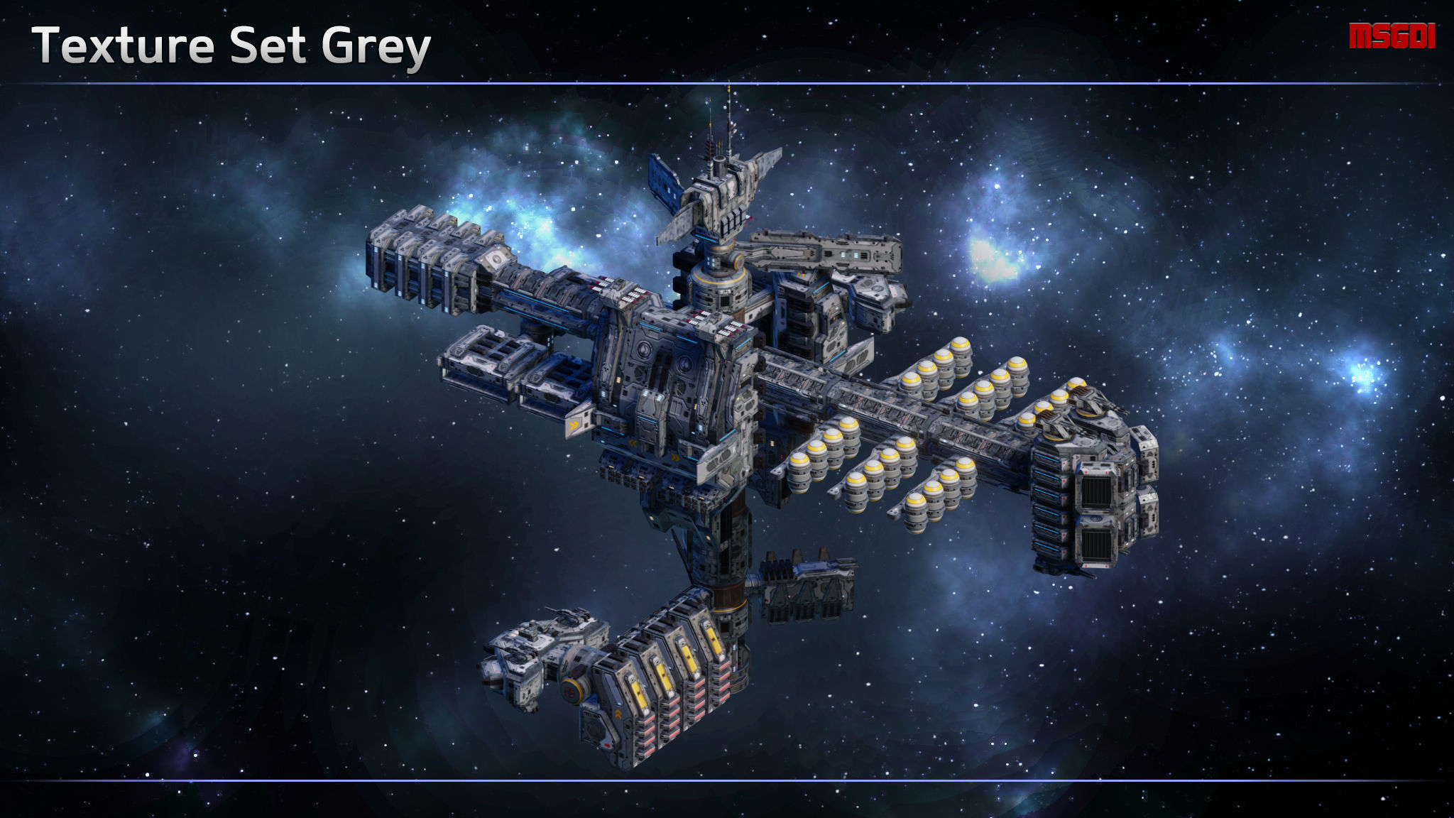 Modular Military Space Station Low-poly 3D model_11