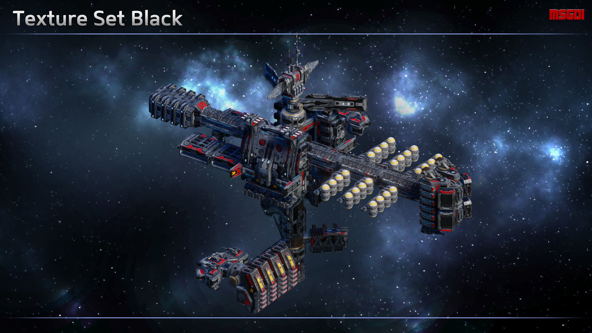 Modular Military Space Station Low-poly 3D model_8