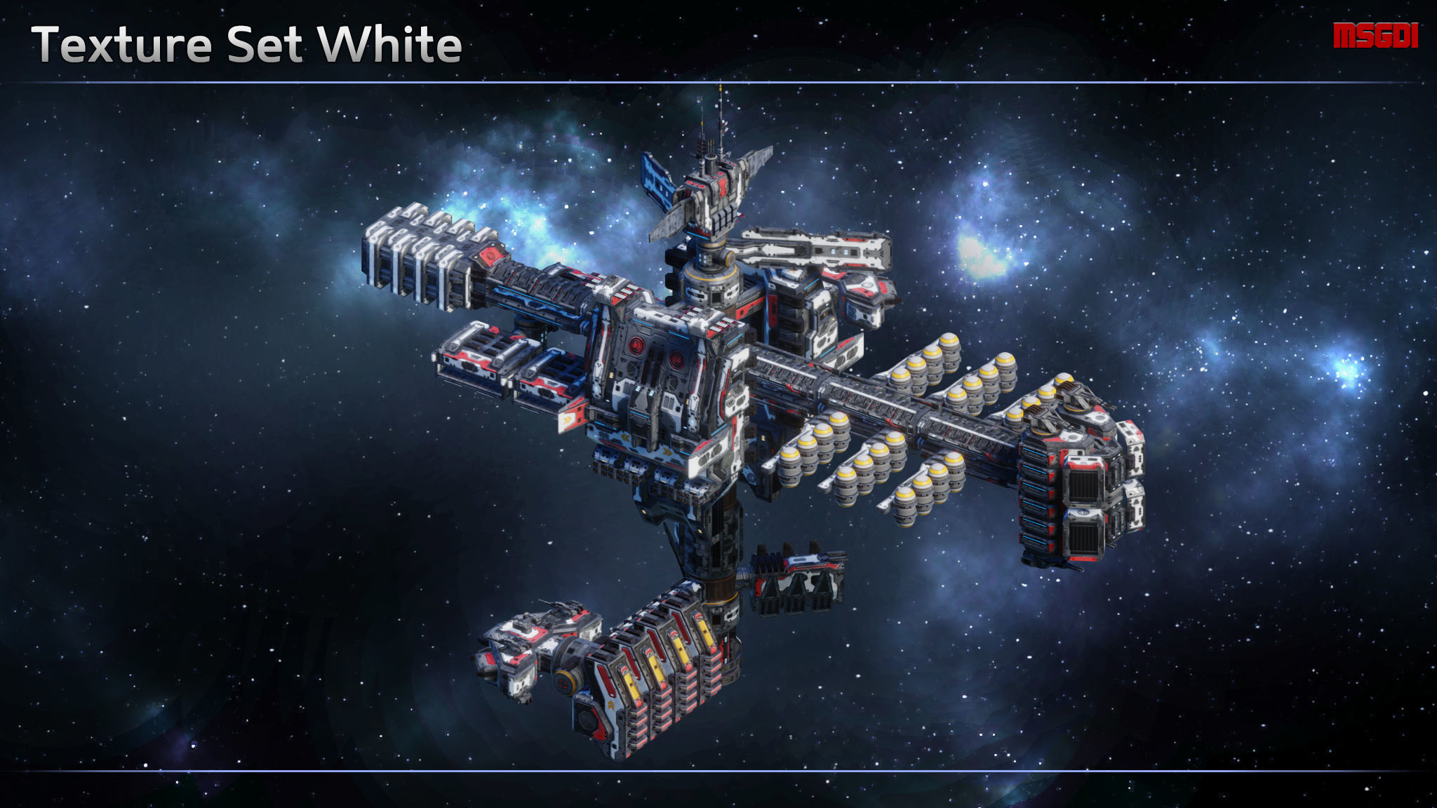 Modular Military Space Station Low-poly 3D model_13